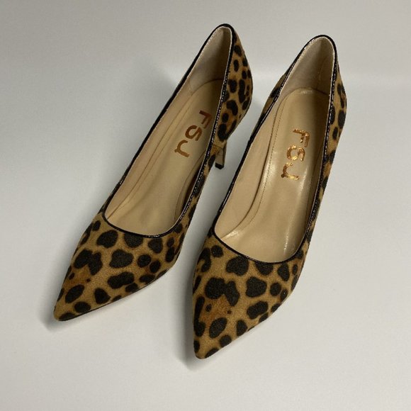 FSJ Shoes - FSJ Suede Leopard Print Heels Pointy Toe Stilettos